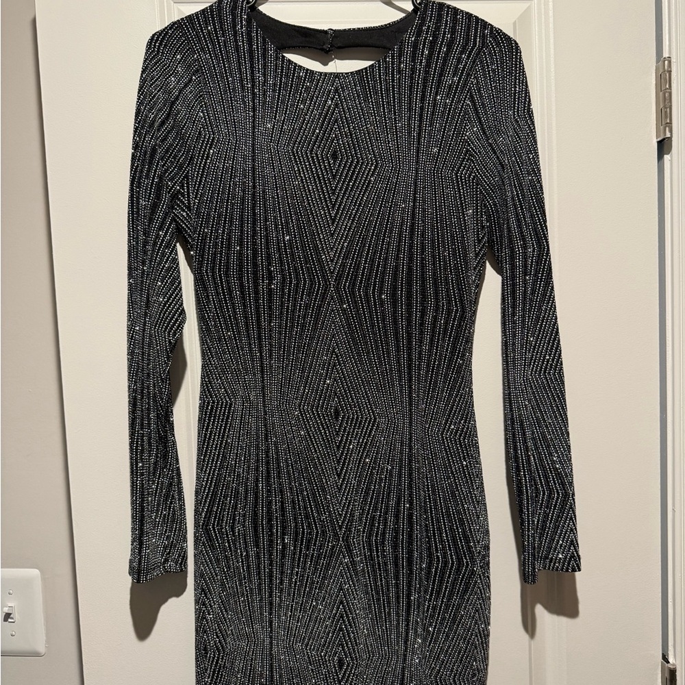 Open Back Silver and Black Dress